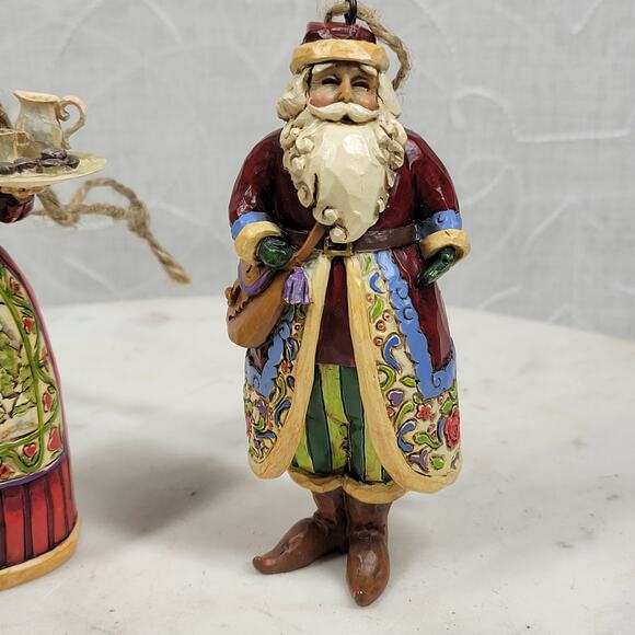 Jim Shore Heartwood Creek Santa & Mrs. Claus Ornament Pair 4” Christmas Couple - Picture 4 of 16